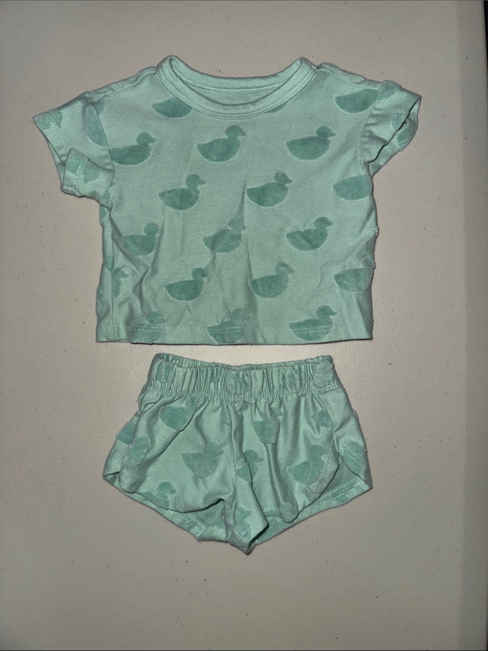 cloud island Mint Duck Pajama Set